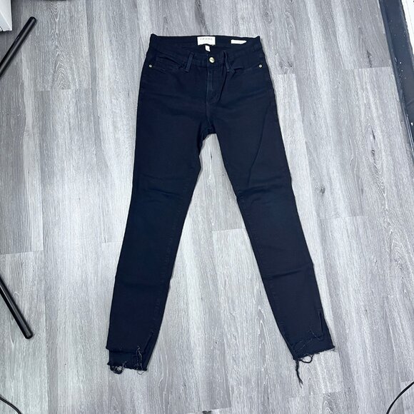Frame Denim Le Skinny De Jeanne Unfinished Hem Sz 28 - Picture 3 of 14